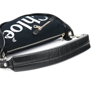 Chloe Black Canvas Logo Shoulder Bag