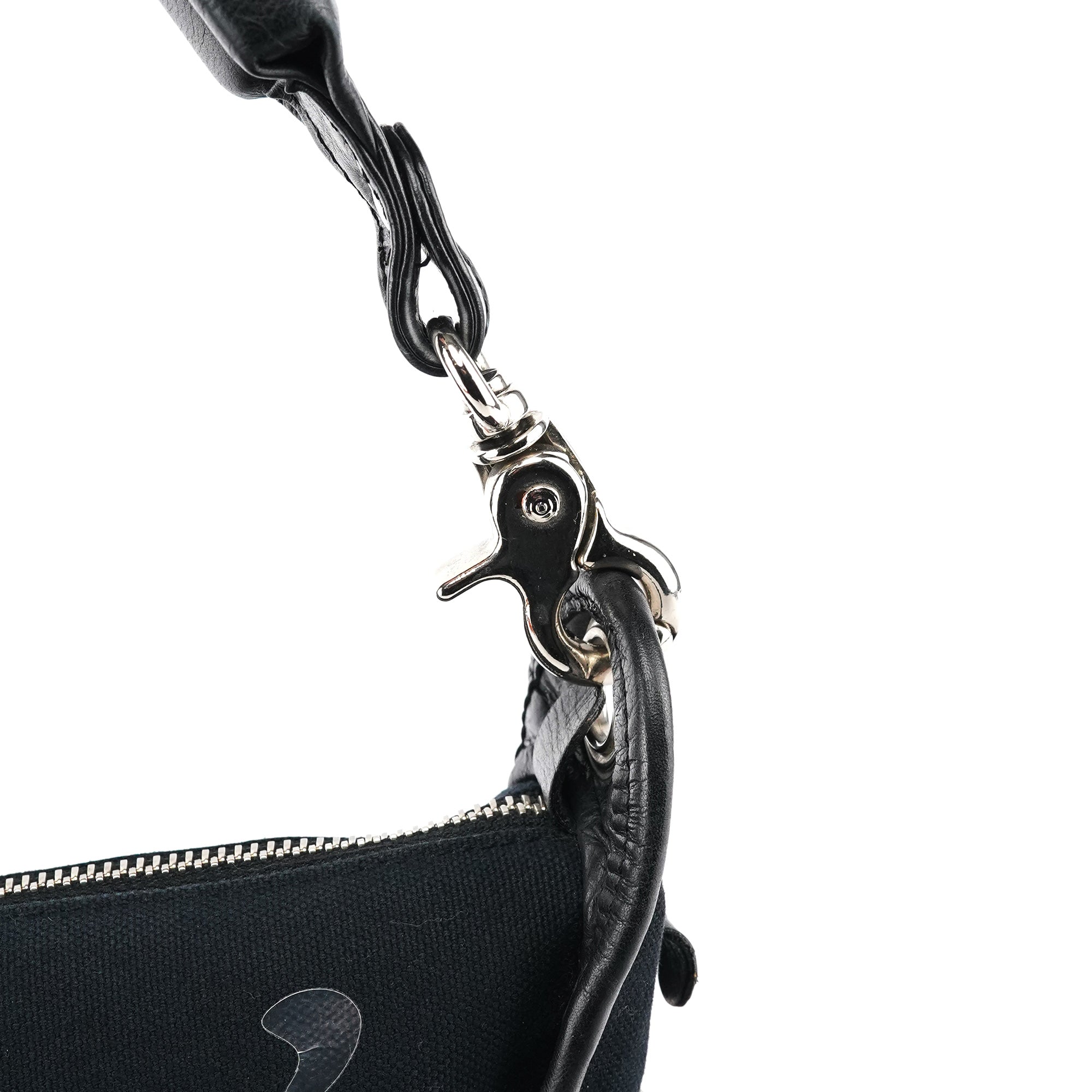Chloe Black Canvas Logo Shoulder Bag