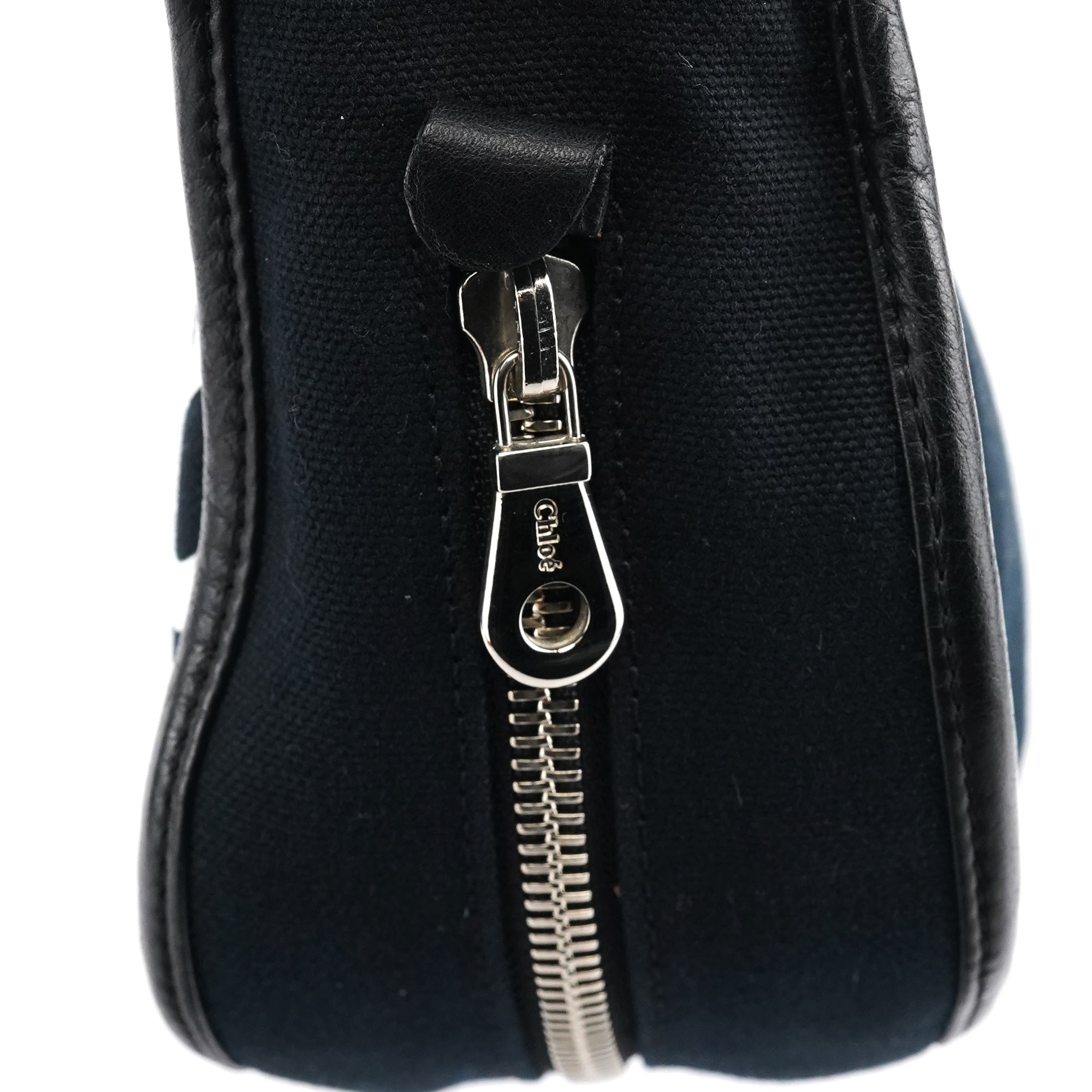 Chloe Black Canvas Logo Shoulder Bag