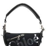 Chloe Black Canvas Logo Shoulder Bag