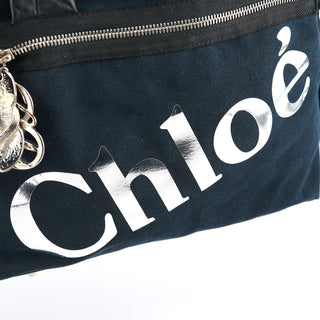 Chloe Black Canvas Silver Logo Tote Bag