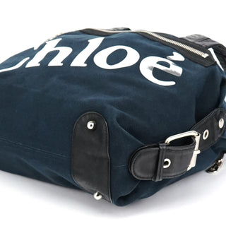 Chloe Black Canvas Silver Logo Tote Bag