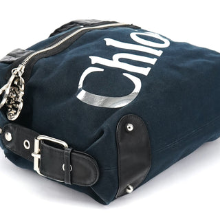 Chloe Black Canvas Silver Logo Tote Bag
