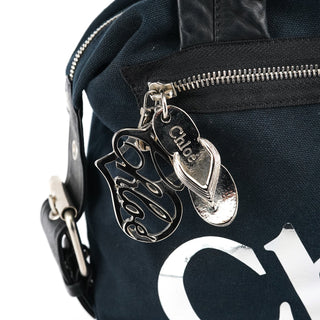 Chloe Black Canvas Silver Logo Tote Bag