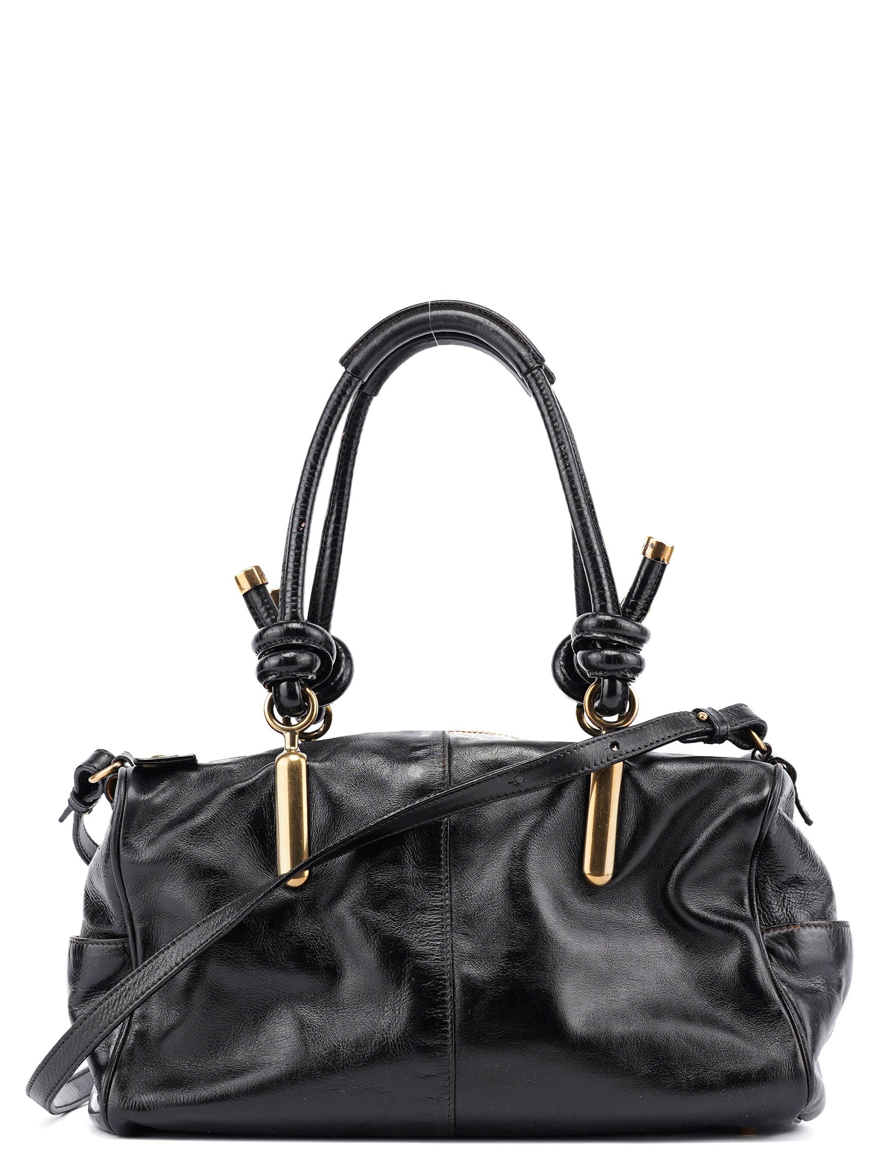 Chloé Sac cabas Knot en cuir noir brillant