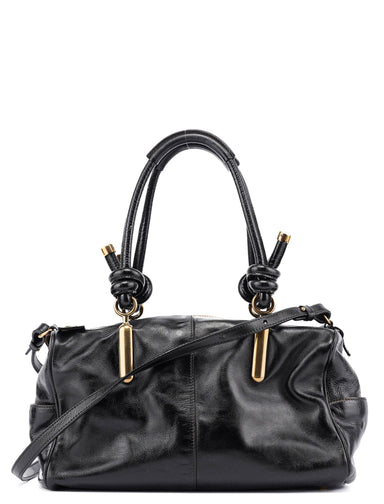 Chloé Black Gloss Leather Knot Tote Bag