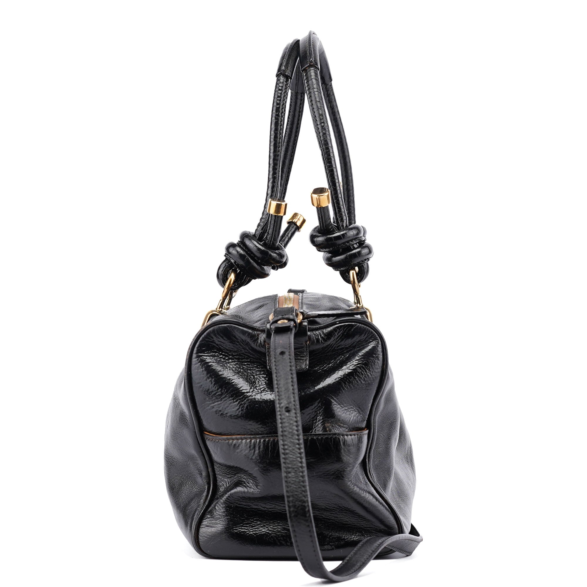 Chloé Sac cabas Knot en cuir noir brillant