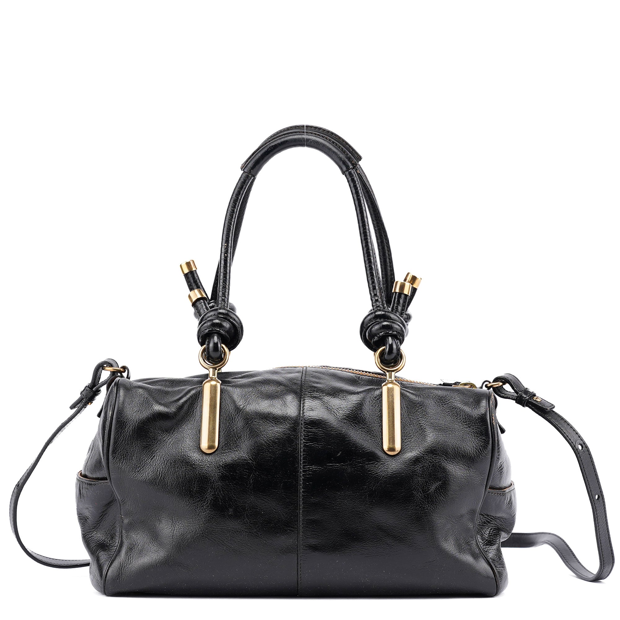 Chloé Sac cabas Knot en cuir noir brillant