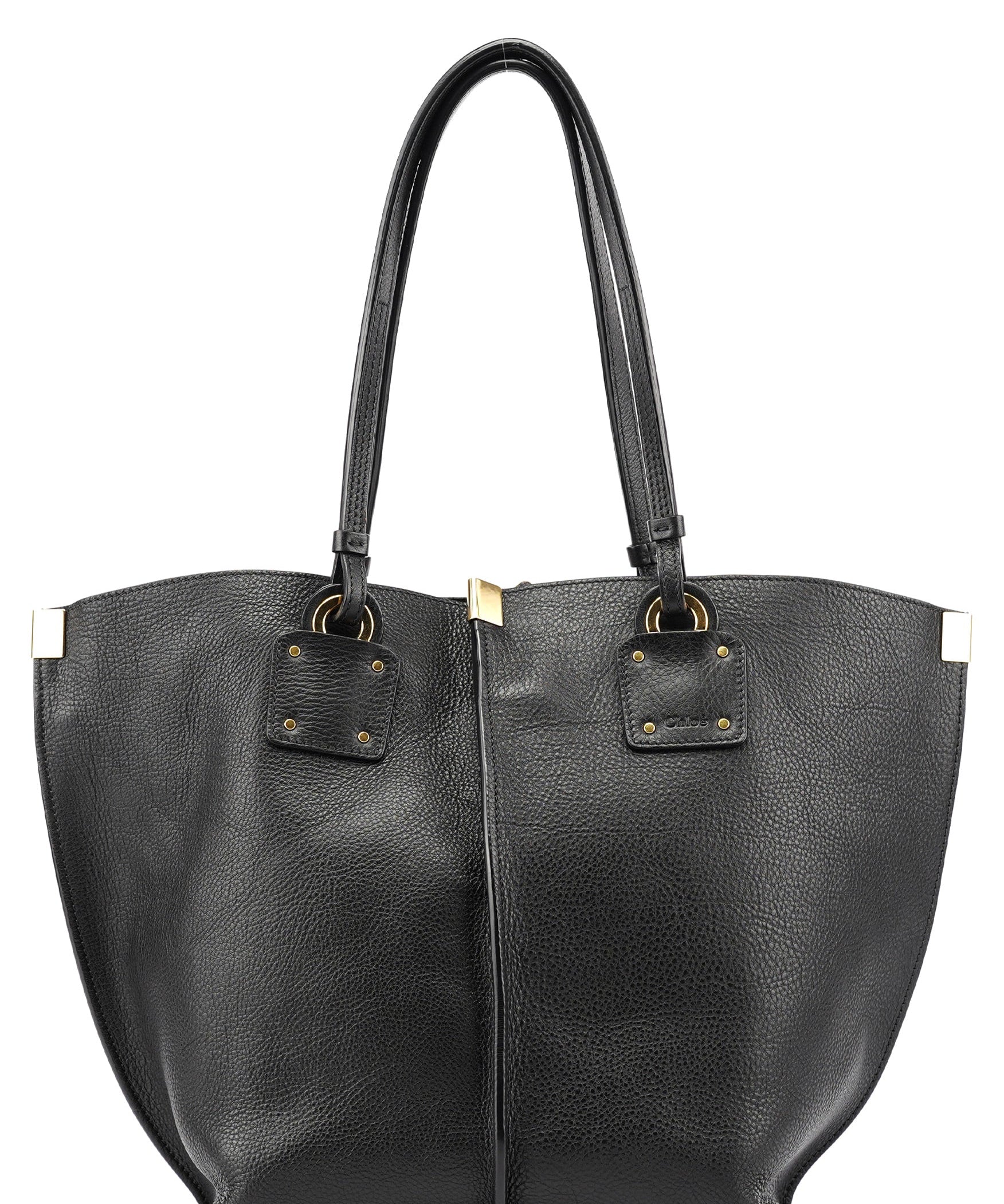 Chloé Black Gold Leather Tote Bag