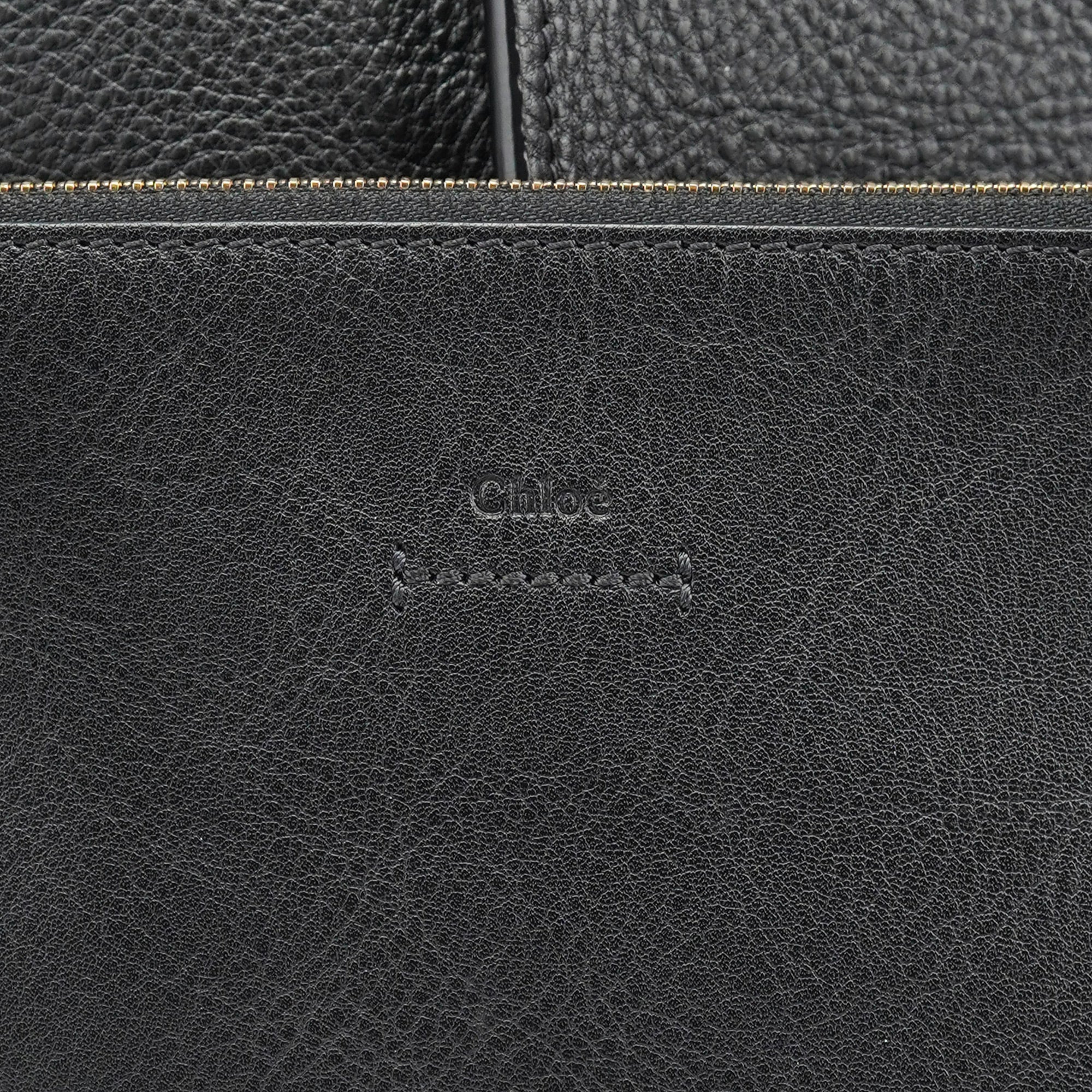 Chloé Black Gold Leather Tote Bag
