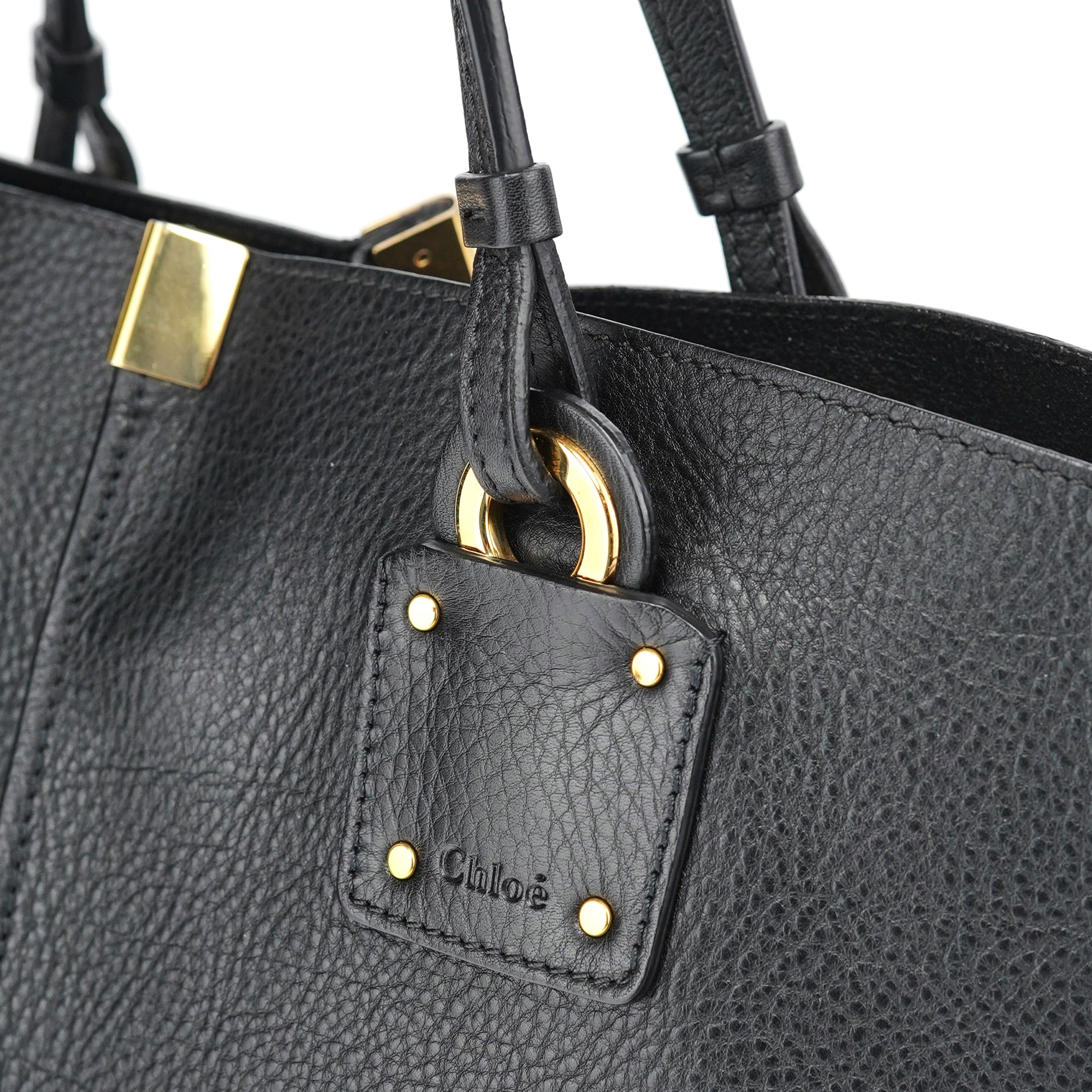 Chloé Black Gold Leather Tote Bag