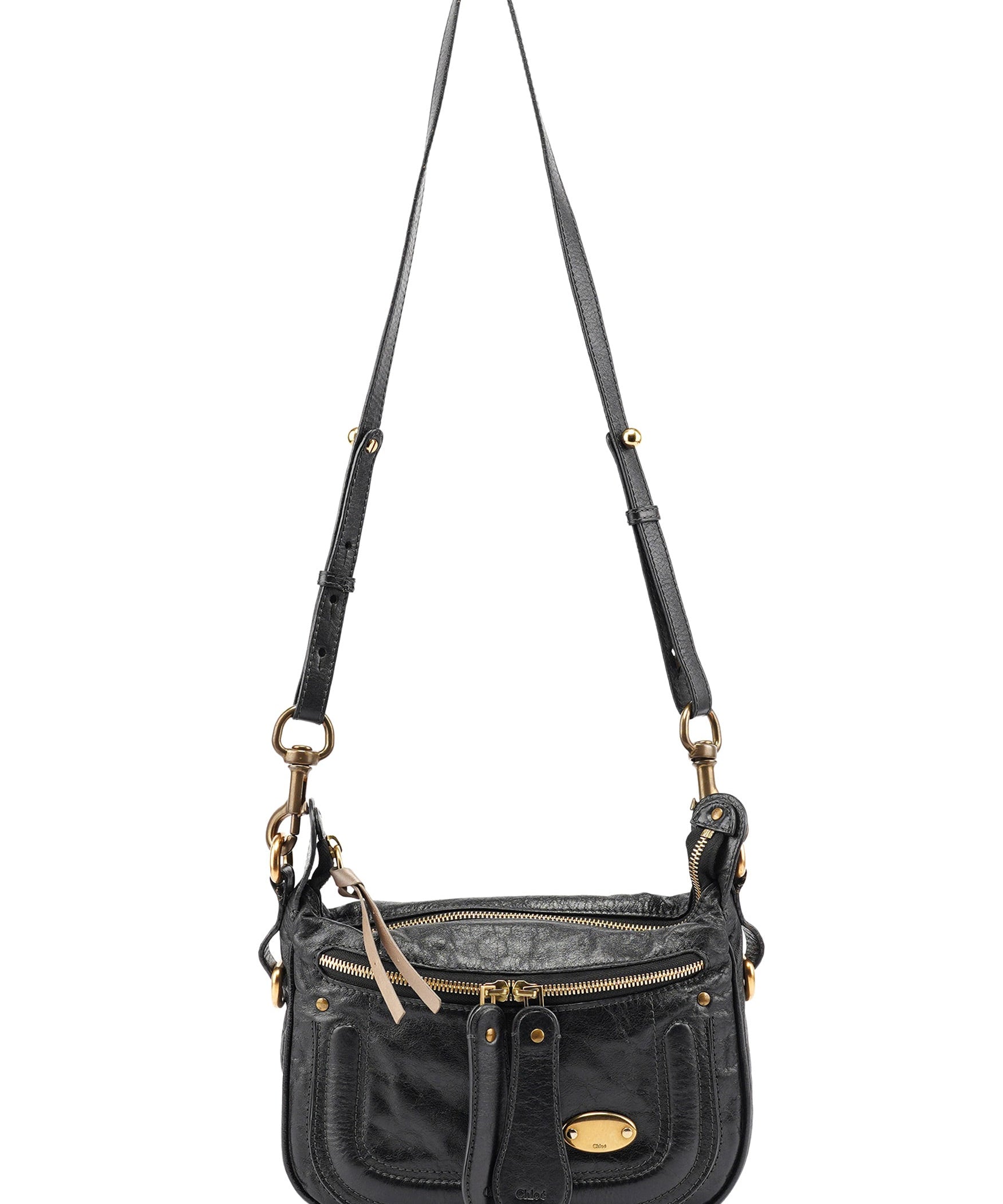 Chloé Black Lambskin Bay Crossbody Bag