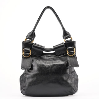 Chloé Black Lambskin Bay Shoulder Bag