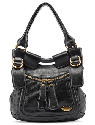 Chloé Black Lambskin Bay Shoulder Bag