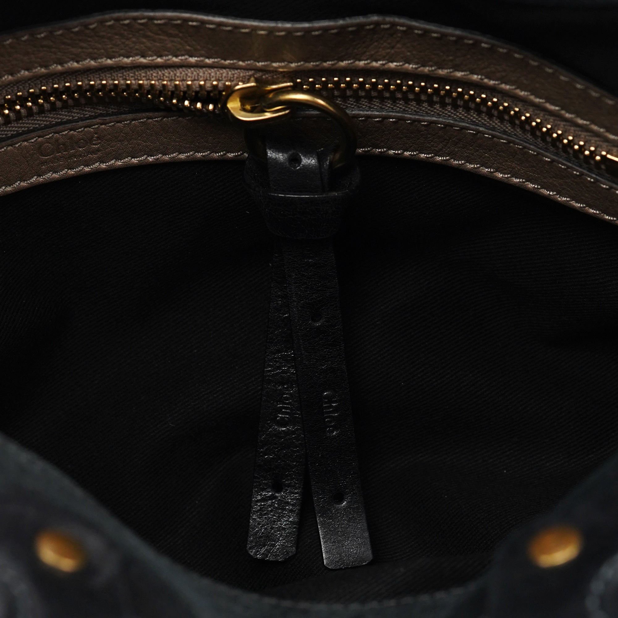 Chloé Black Lambskin Bay Shoulder Bag