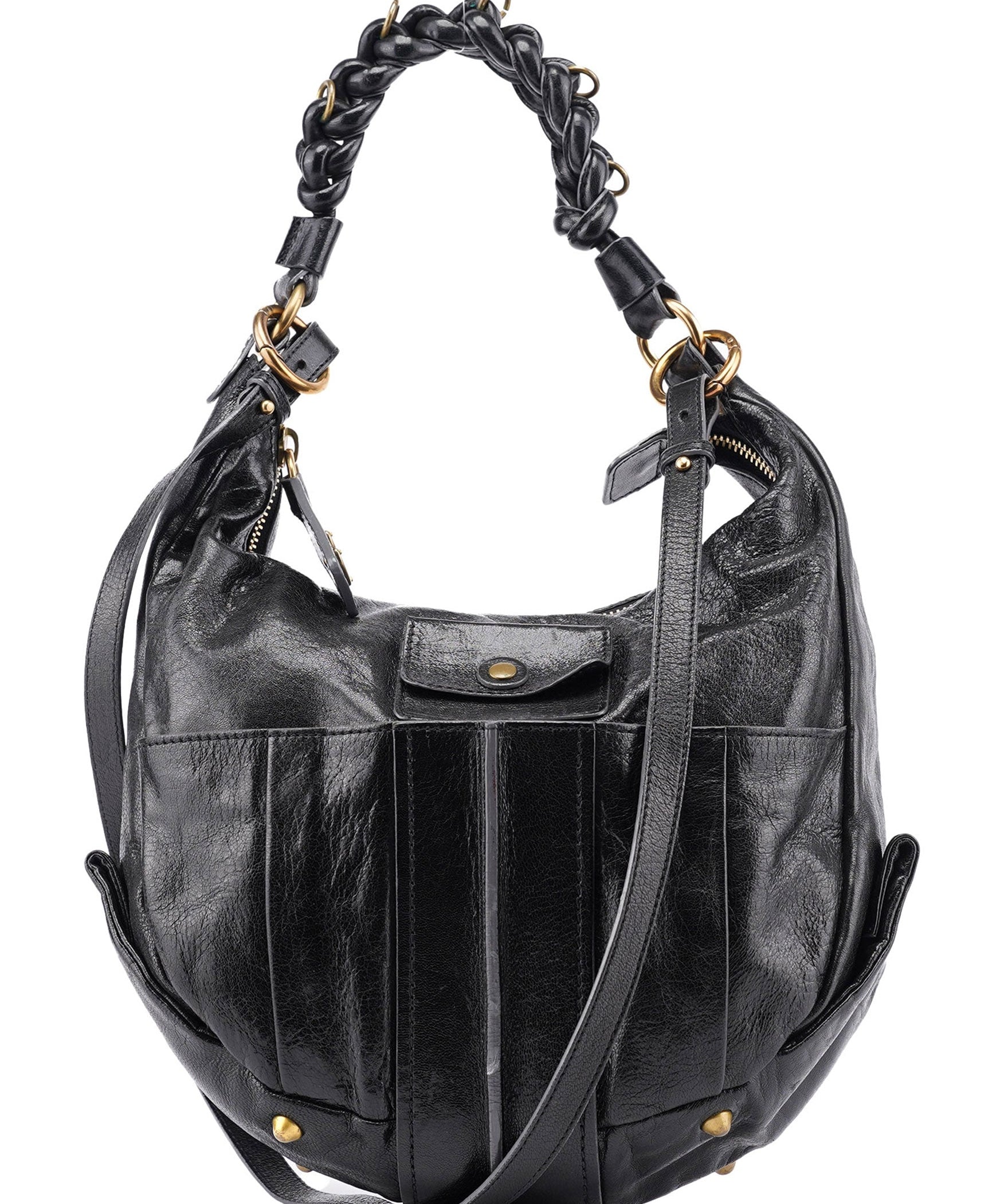 Chloé Black Lambskin Knot Handle Hobo Shoulder Bag