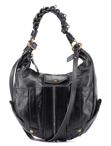 Chloé Black Lambskin Knot Handle Hobo Shoulder Bag