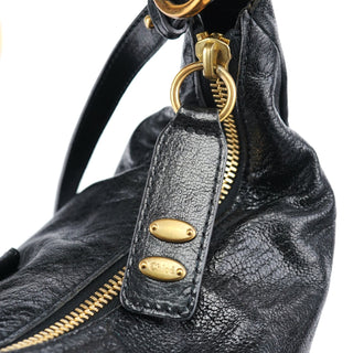 Chloé Black Lambskin Knot Handle Hobo Shoulder Bag