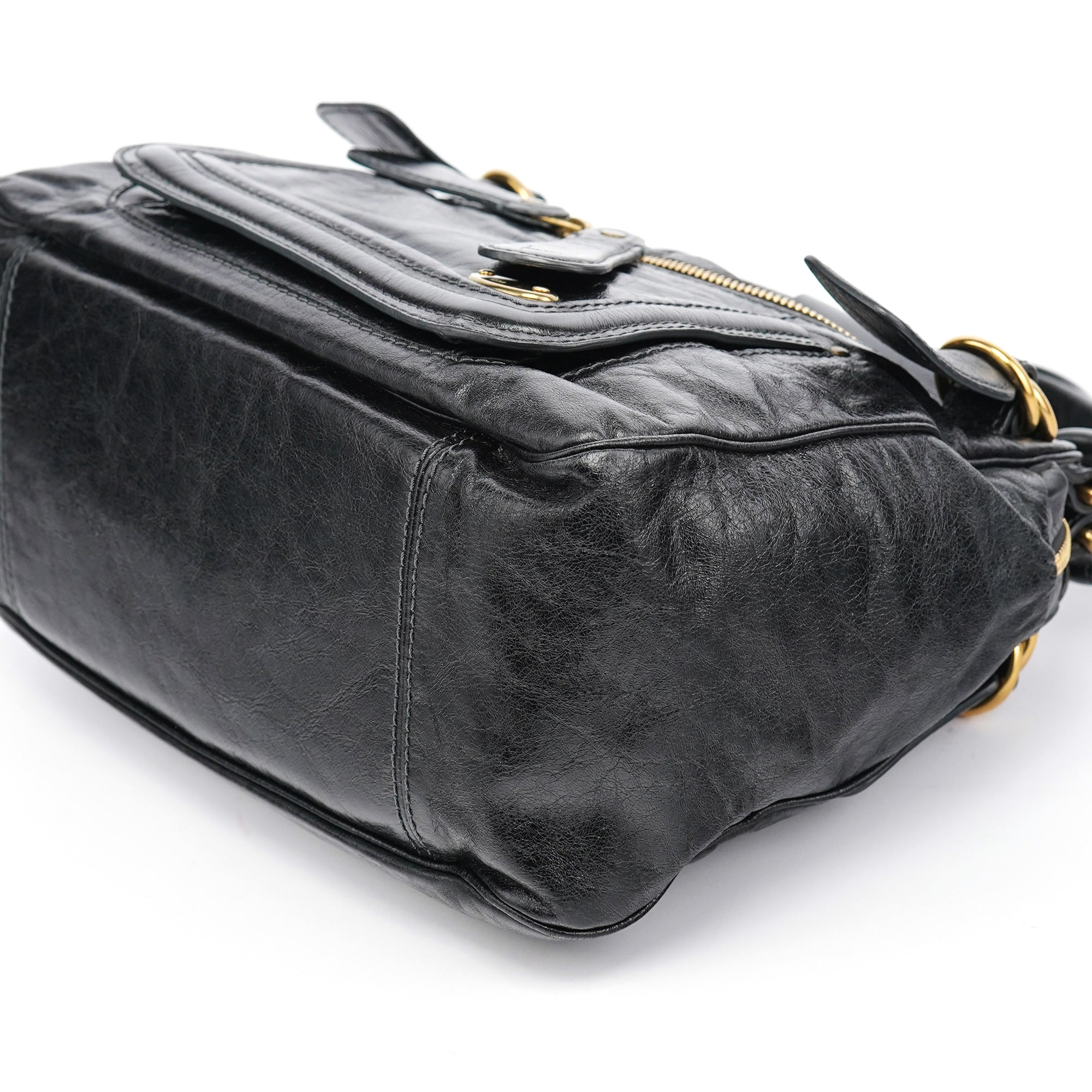Chloe Black Lambskin Leather Bay Tote Bag