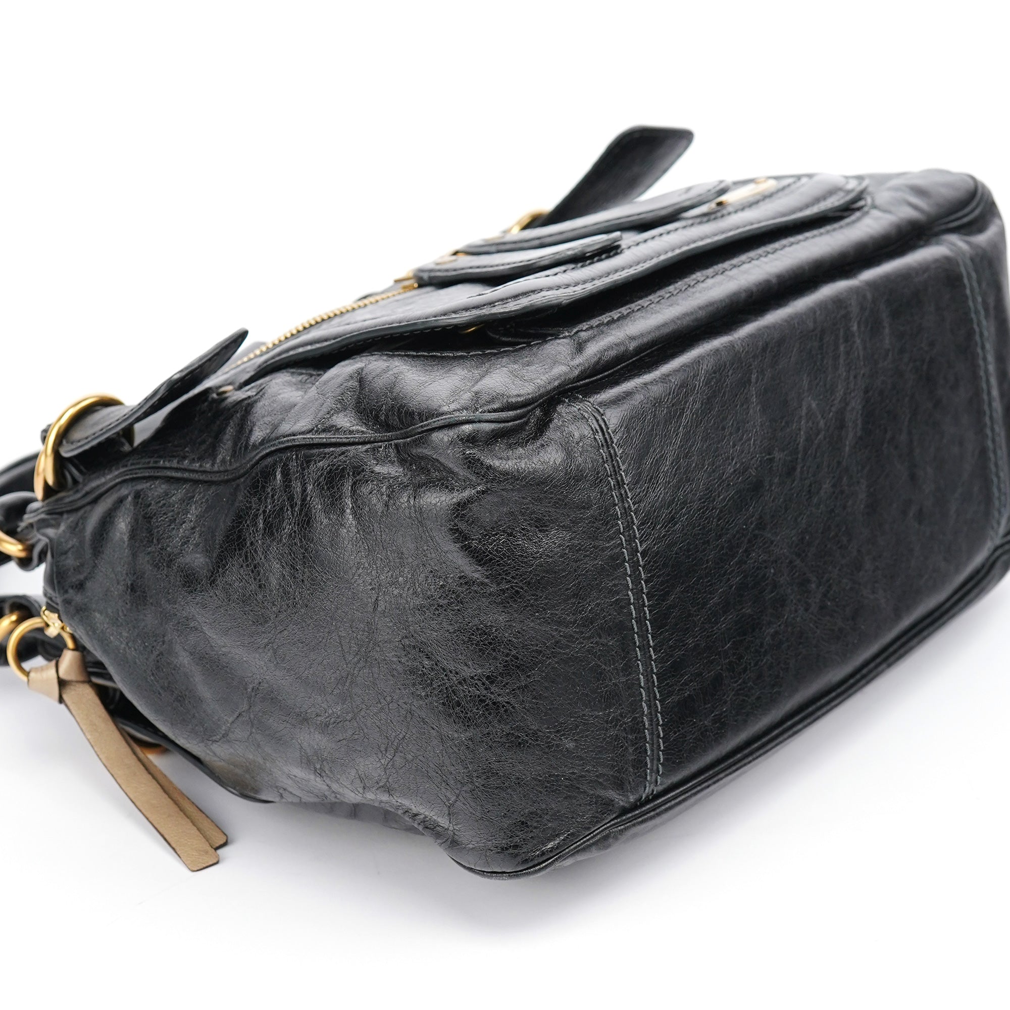 Chloe Black Lambskin Leather Bay Tote Bag