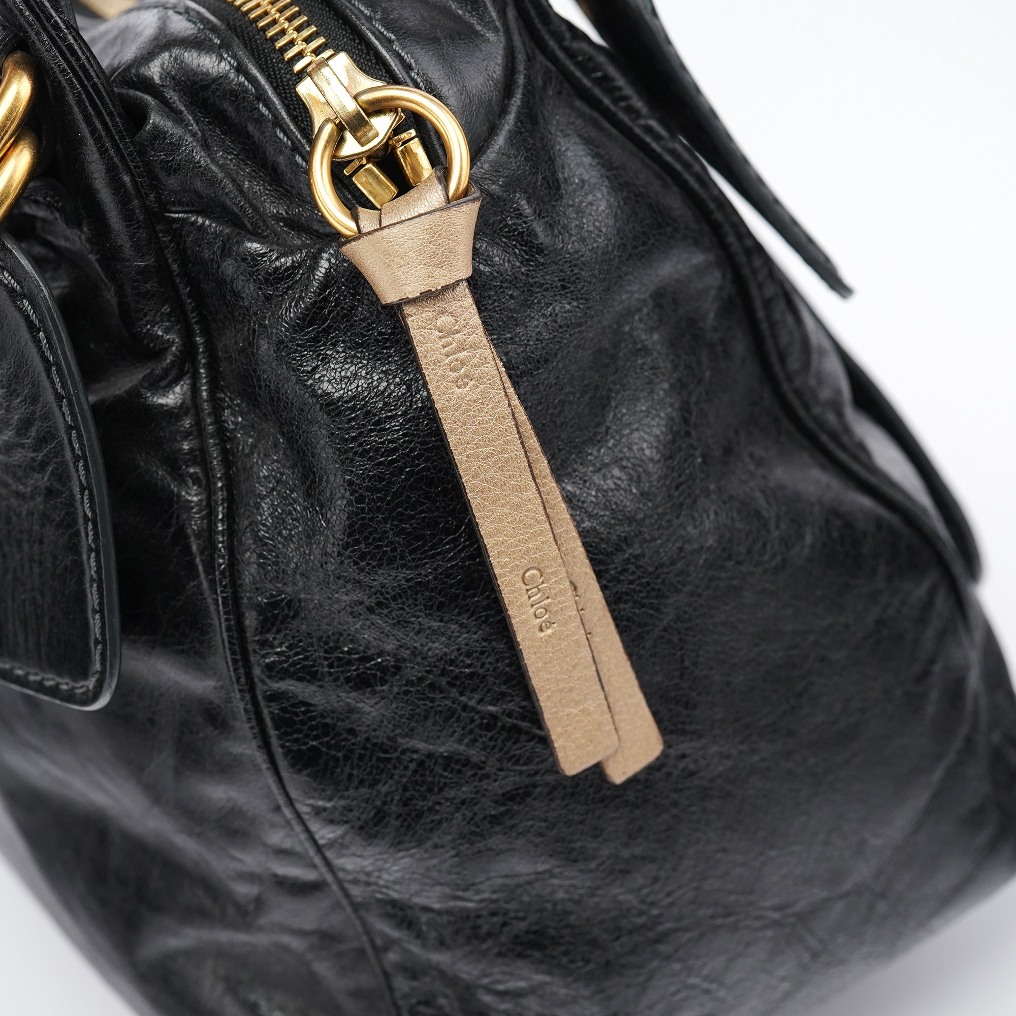 Chloe Black Lambskin Leather Bay Tote Bag