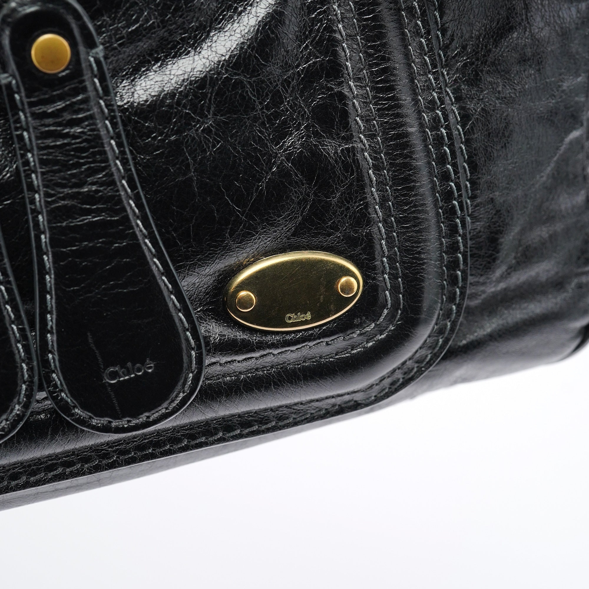 Chloe Black Lambskin Leather Bay Tote Bag
