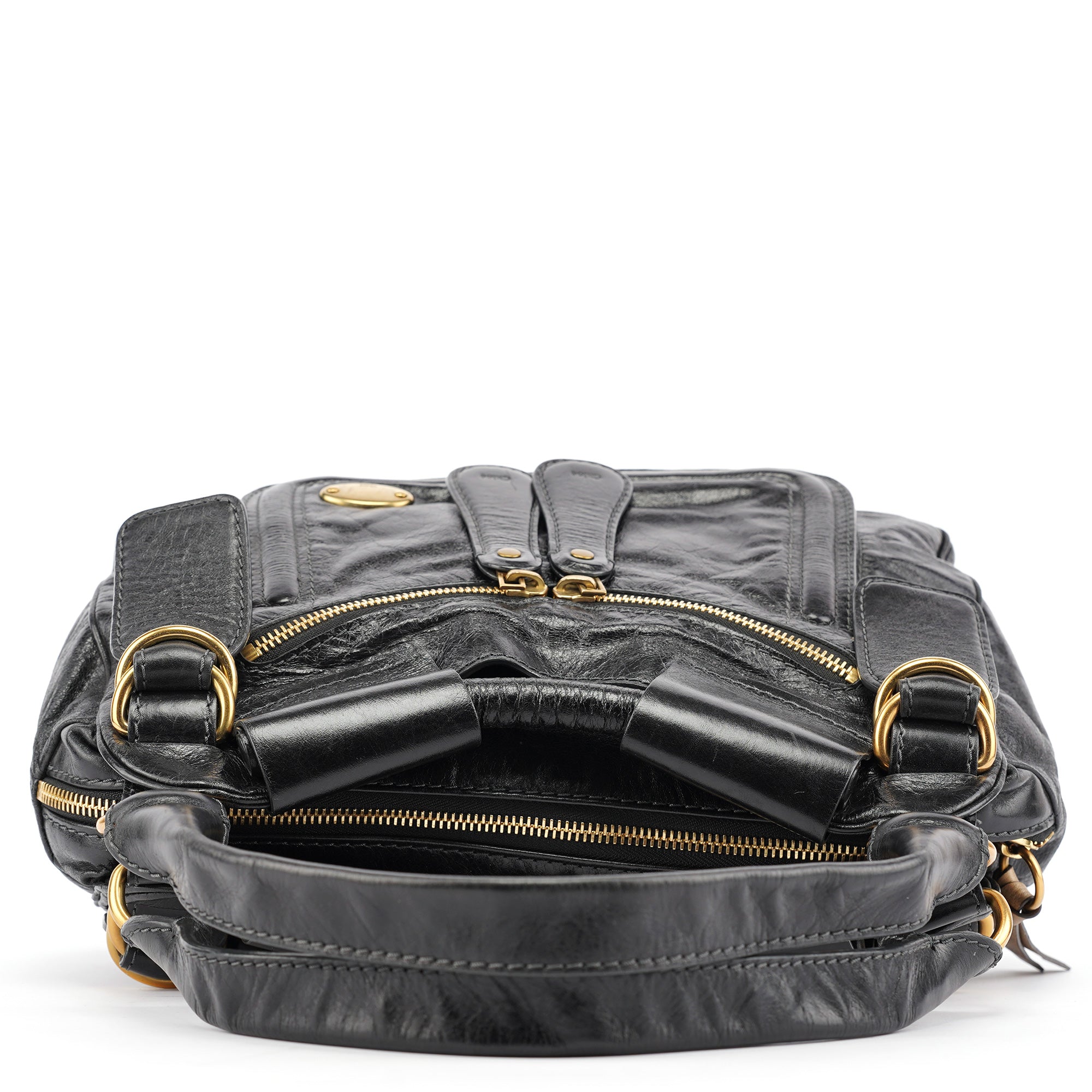 Chloe Black Lambskin Leather Bay Tote Bag