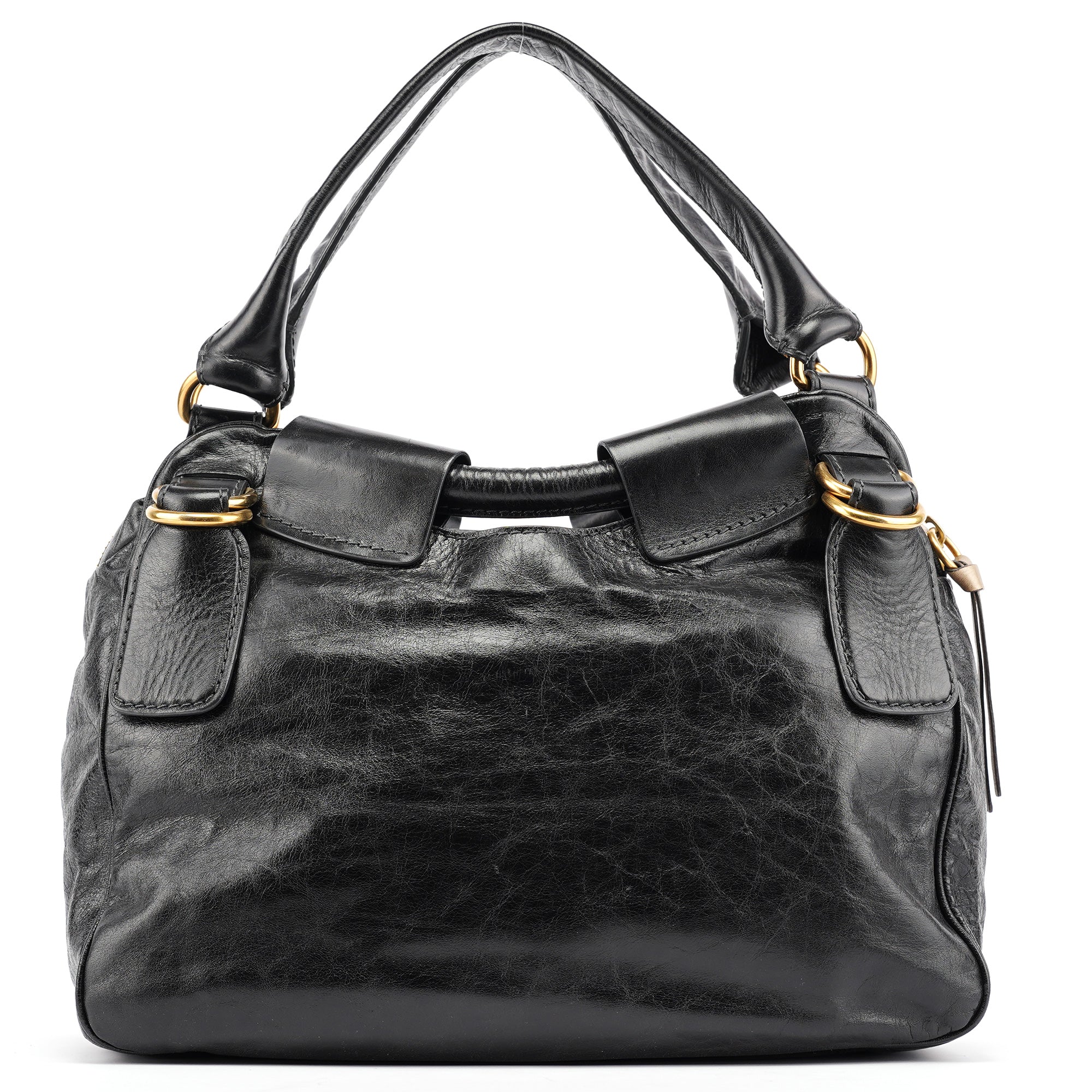 Chloe Black Lambskin Leather Bay Tote Bag