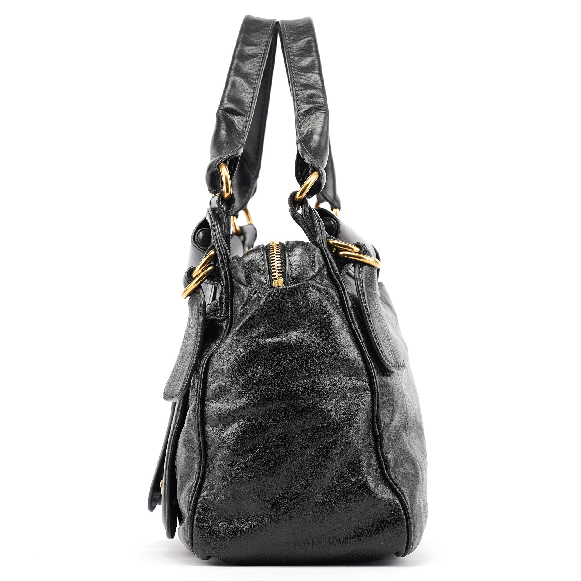 Chloe Black Lambskin Leather Bay Tote Bag