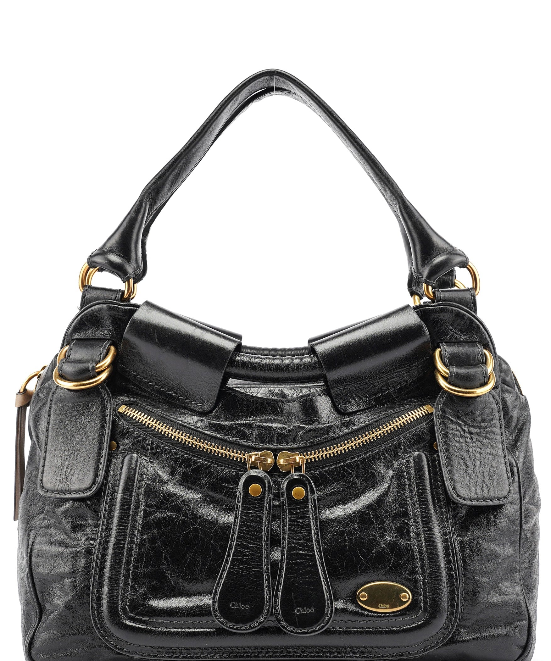 Chloe Black Lambskin Leather Bay Tote Bag