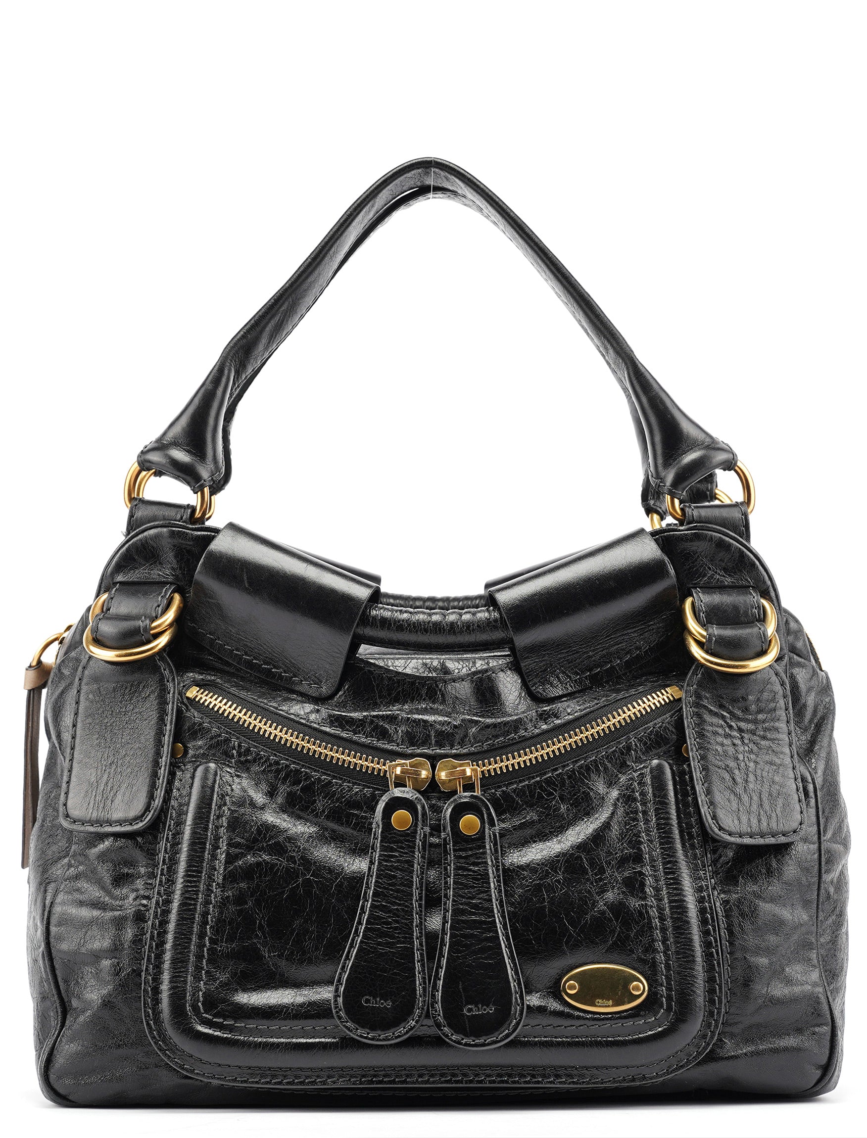 Chloe Black Lambskin Leather Bay Tote Bag