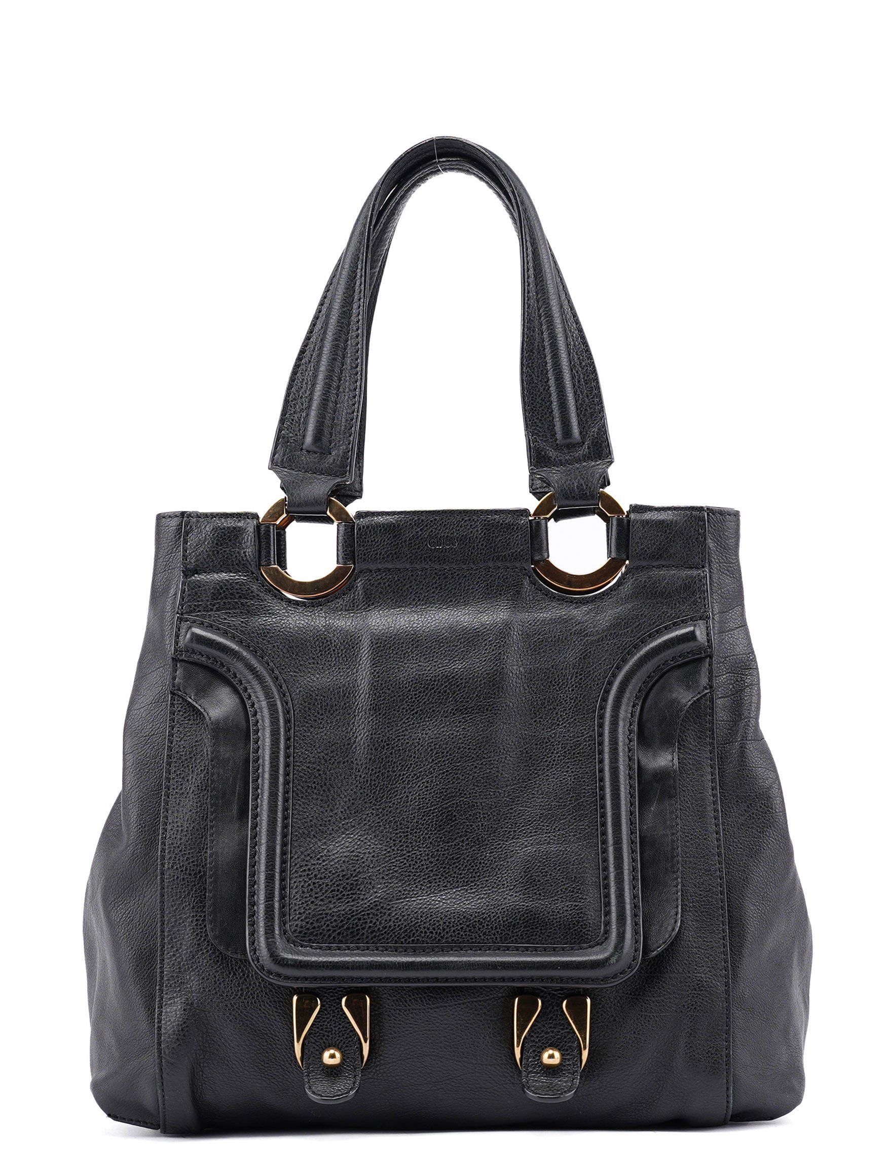 Chloé Black Leather 2-Way Tote Bag