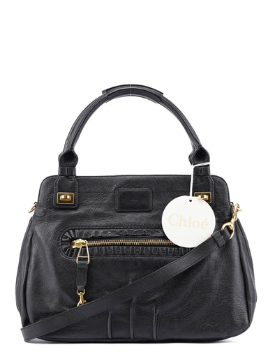 Chloe Black Leather 2-Way Tote Bag