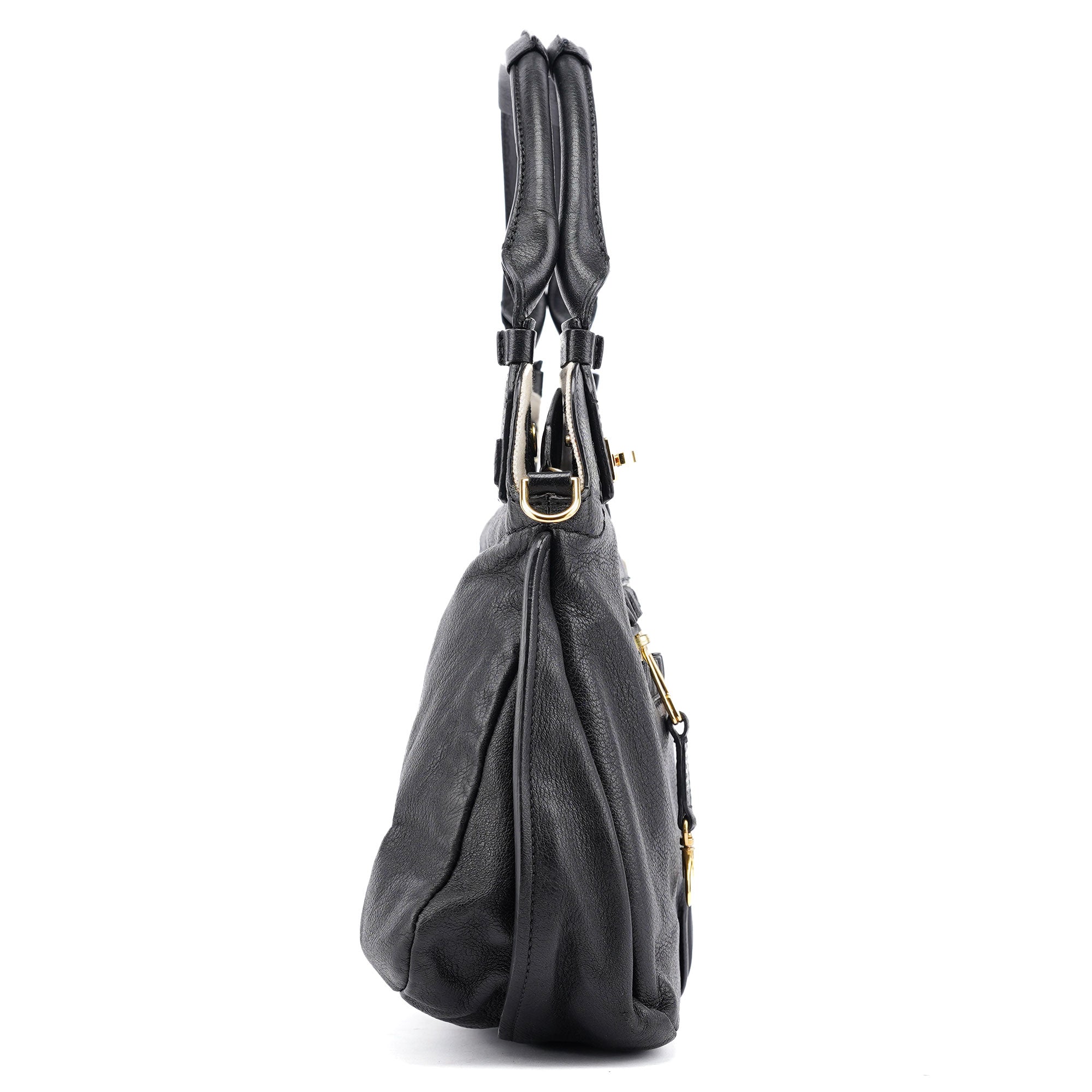 Chloe Black Leather 2-Way Tote Bag