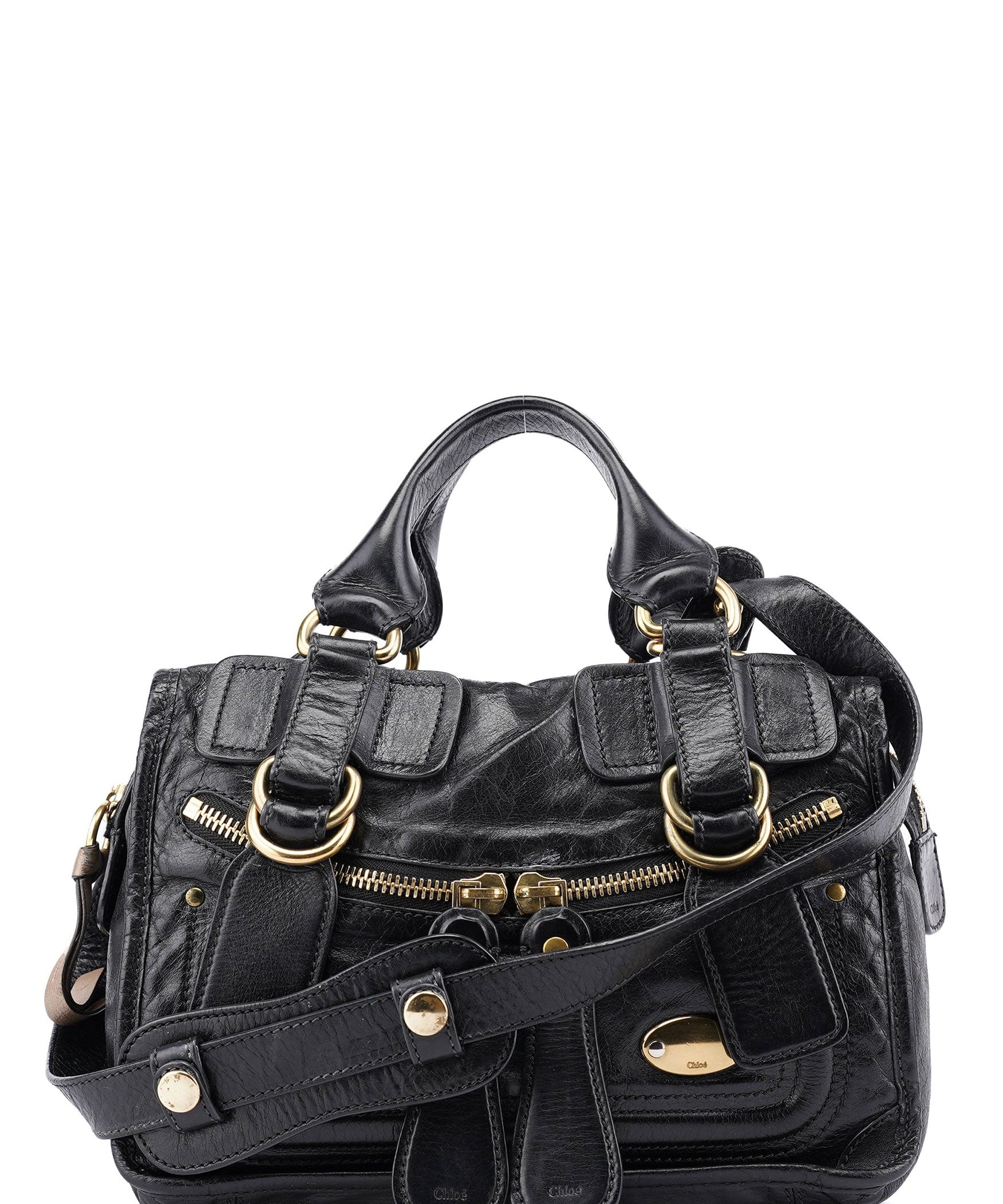 Chloe Black Leather Bay 2-Way Tote Bag