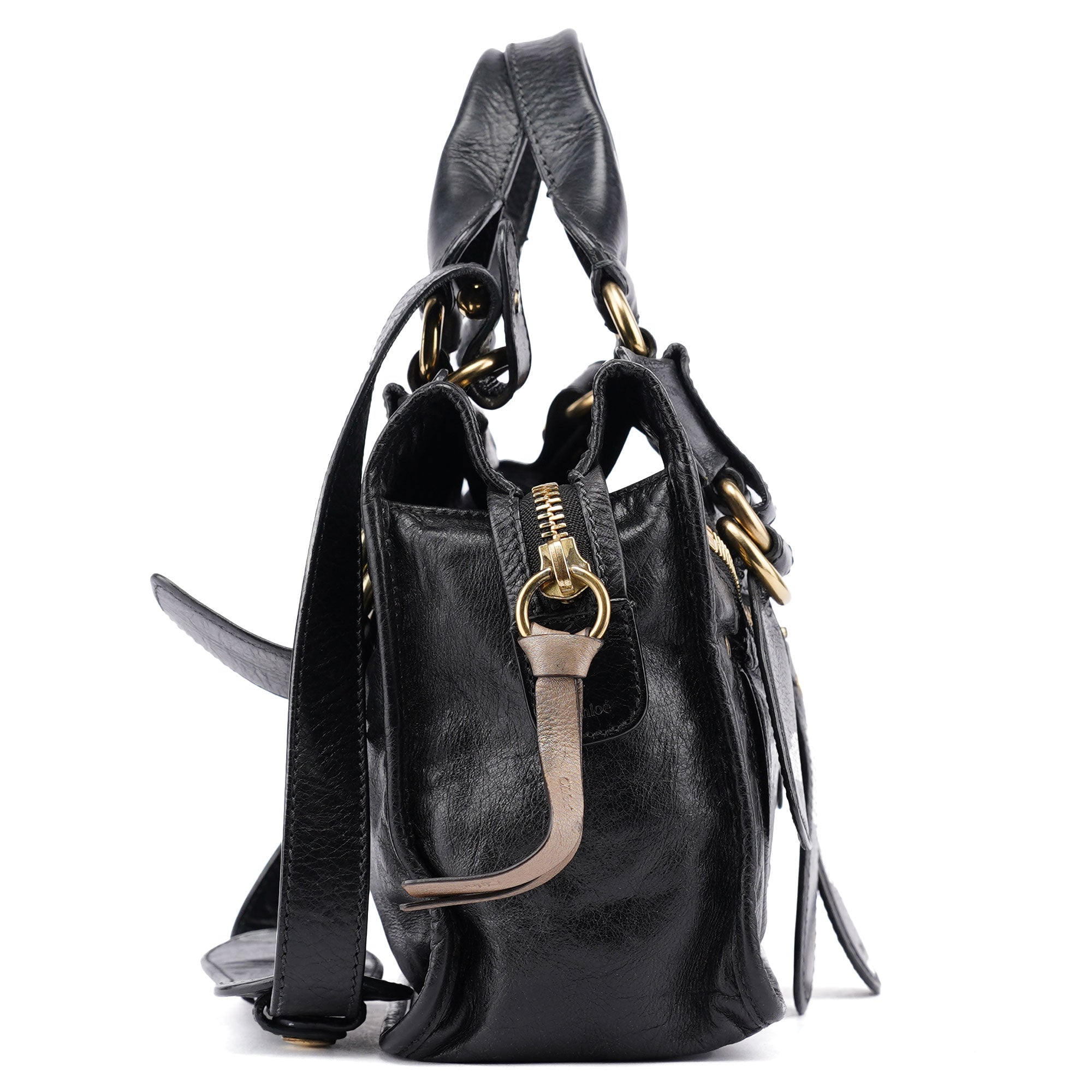 Chloé Sac deux portés Bay en cuir noir