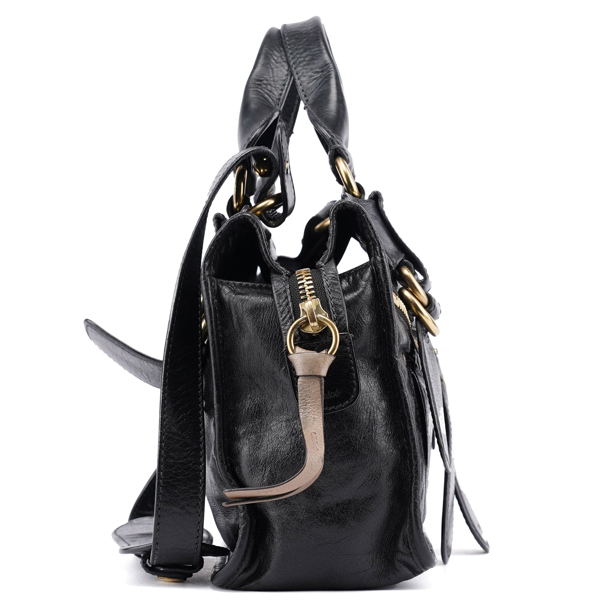 Chloe Black Leather Bay 2-Way Tote Bag