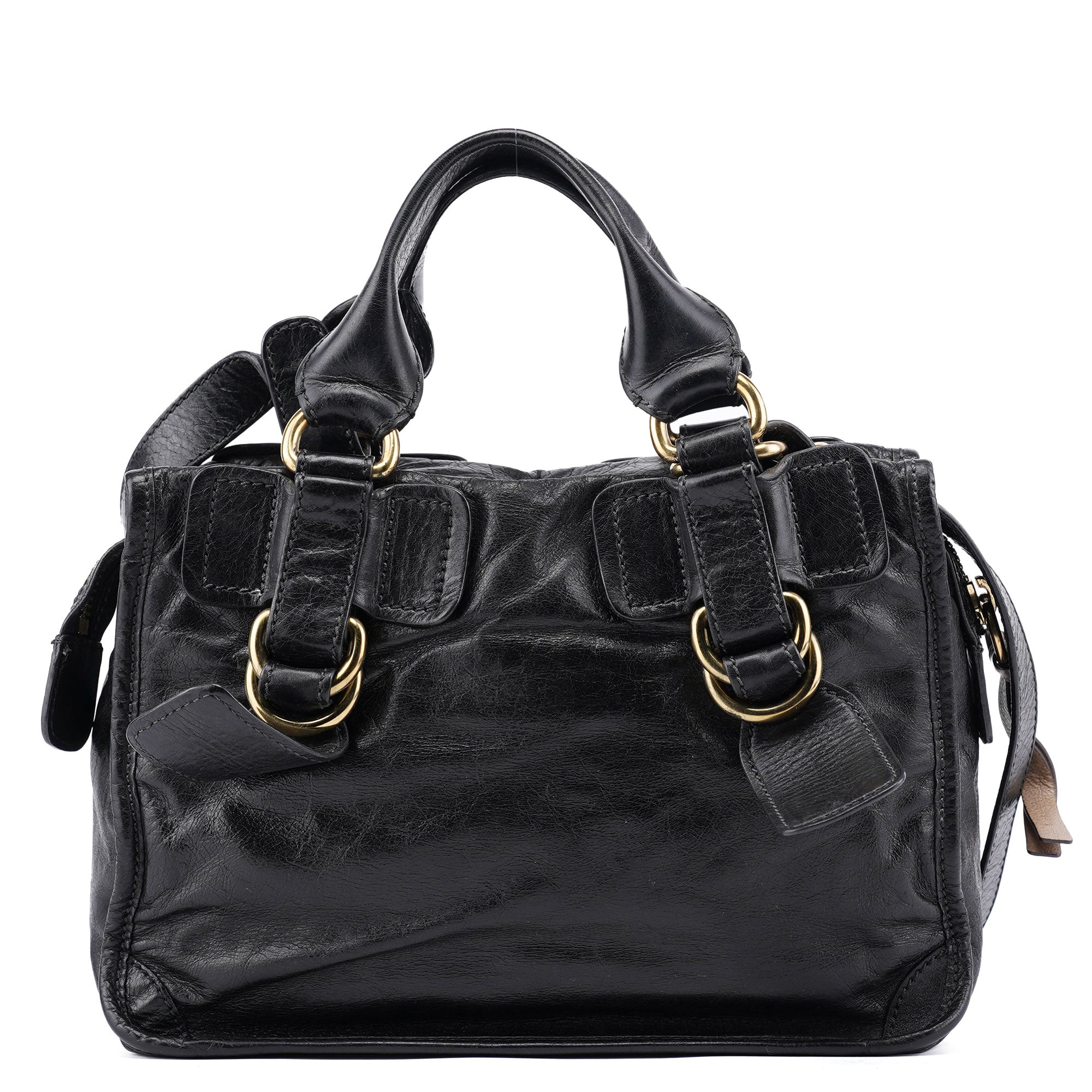 Chloé Sac deux portés Bay en cuir noir