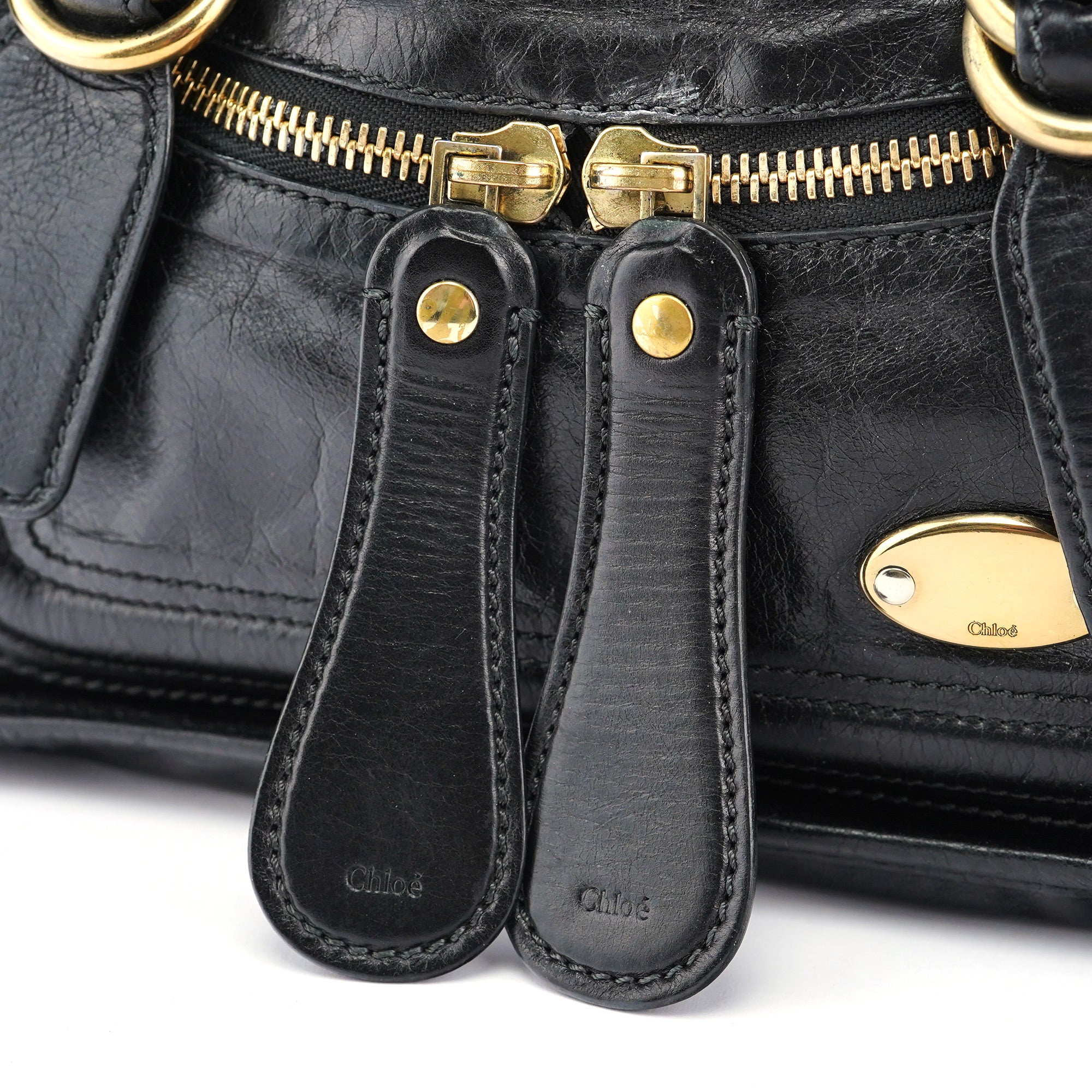 Chloé Sac deux portés Bay en cuir noir