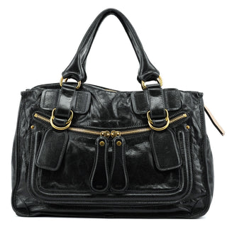 Chloe Black Leather Bay Tote Bag