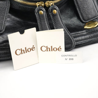 Chloe Black Leather Bay Tote Bag