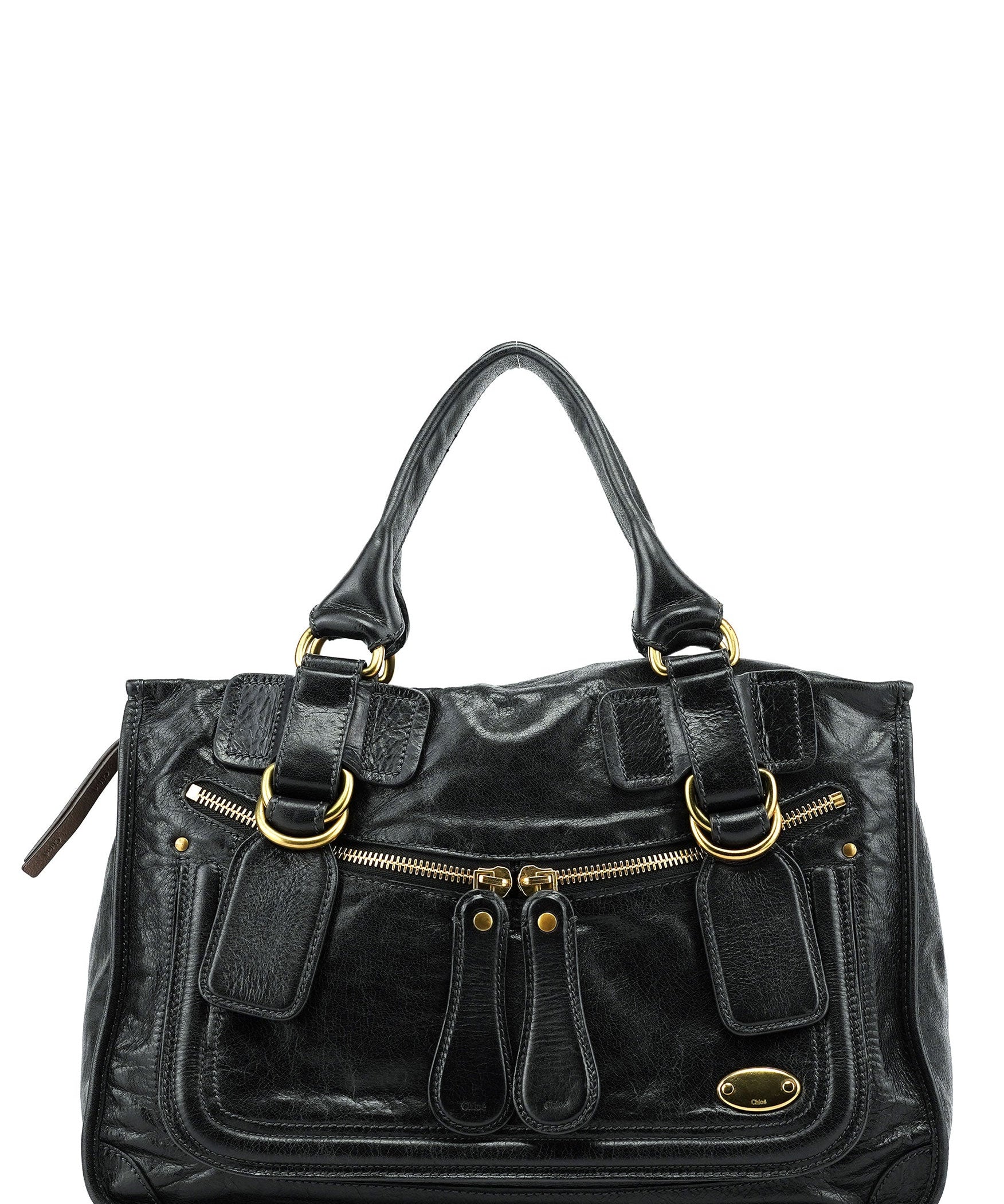 Chloe Black Leather Bay Tote Bag