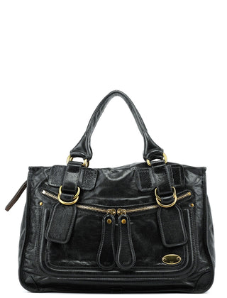 Chloe Black Leather Bay Tote Bag