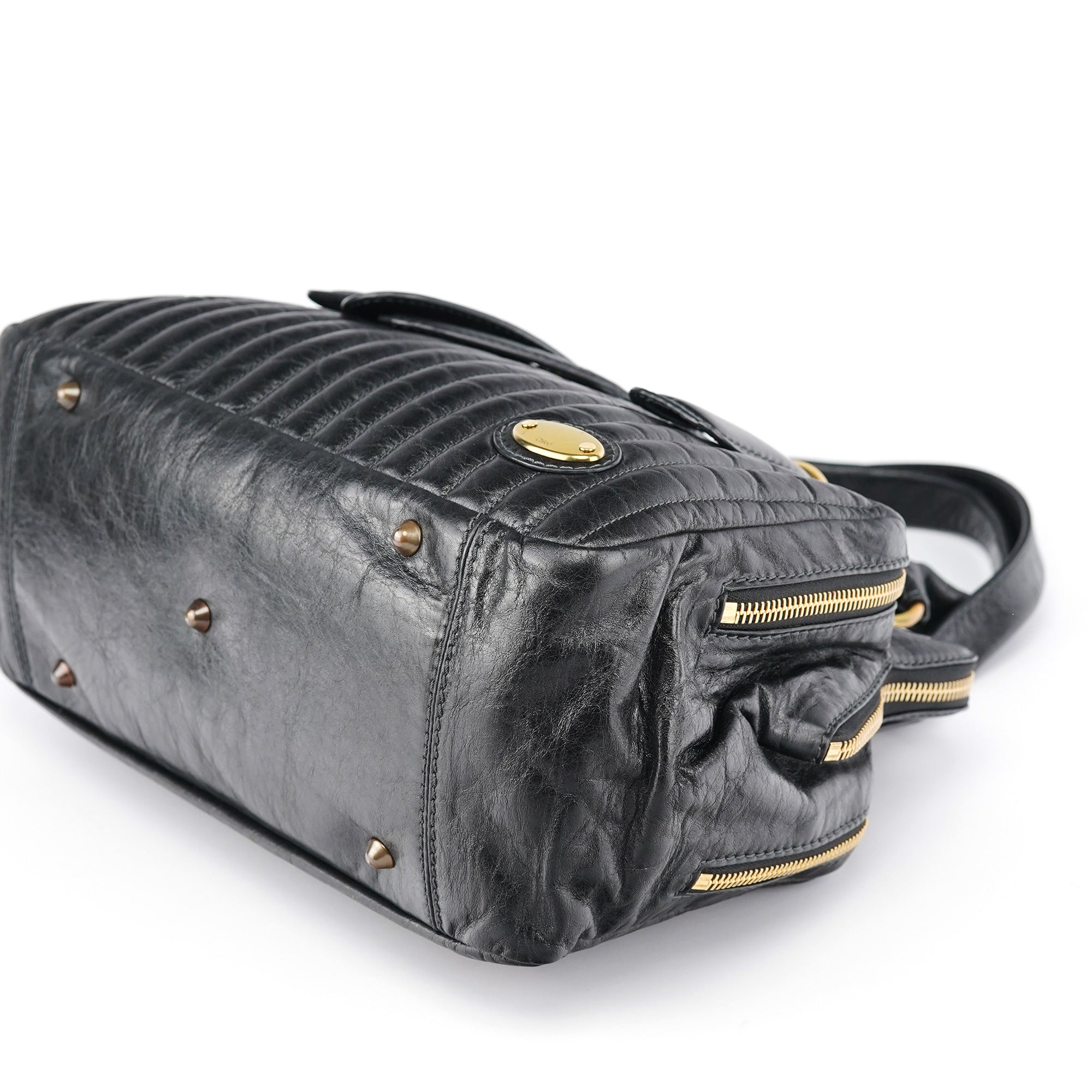 Chloe Black Leather Bay Tote Bag