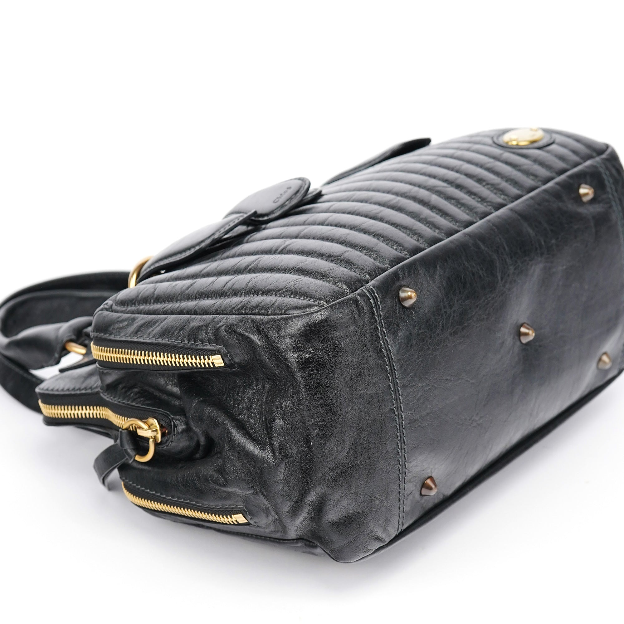 Chloe Black Leather Bay Tote Bag