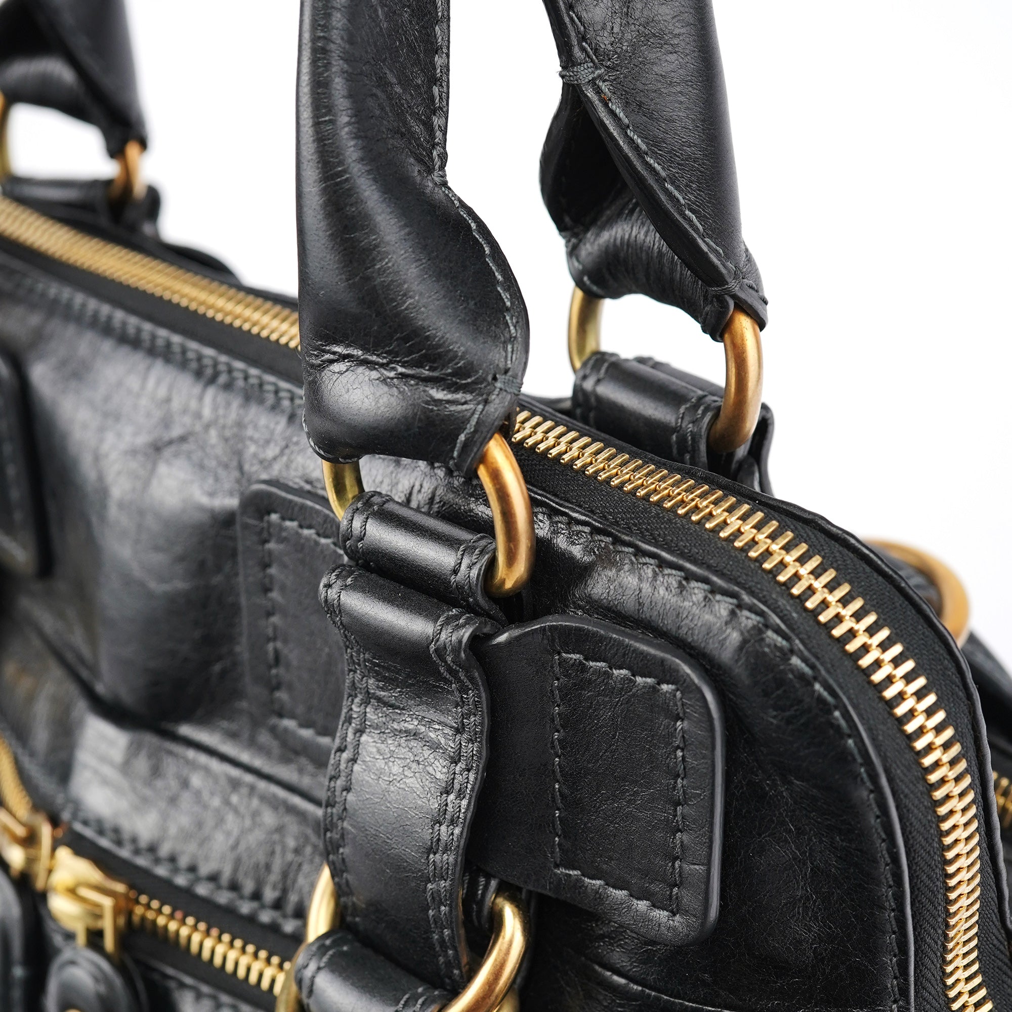 Chloe Black Leather Bay Tote Bag