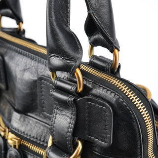 Chloe Black Leather Bay Tote Bag