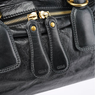 Chloe Black Leather Bay Tote Bag