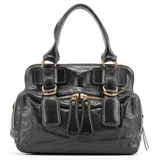 Chloe Black Leather Bay Tote Bag