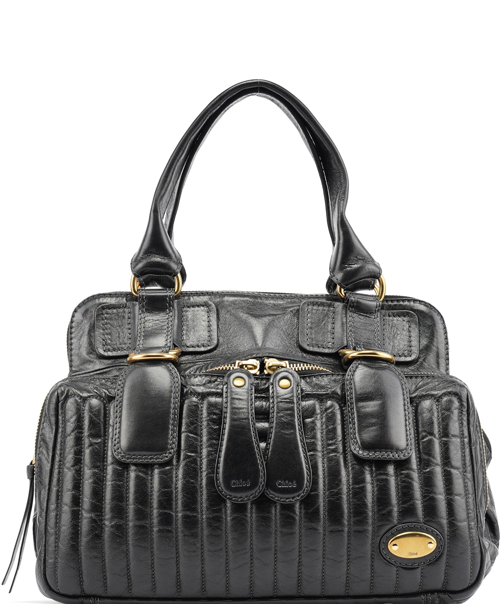 Chloe Black Leather Bay Tote Bag